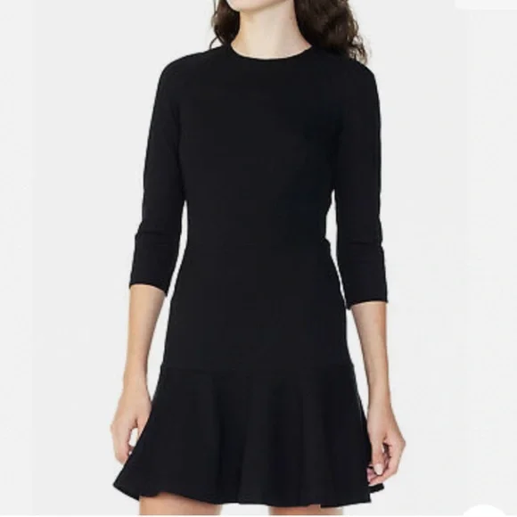 ARMANI EXCHANGE | Black Drop Waist Ruffle Flounce Hem Scuba Dress Small